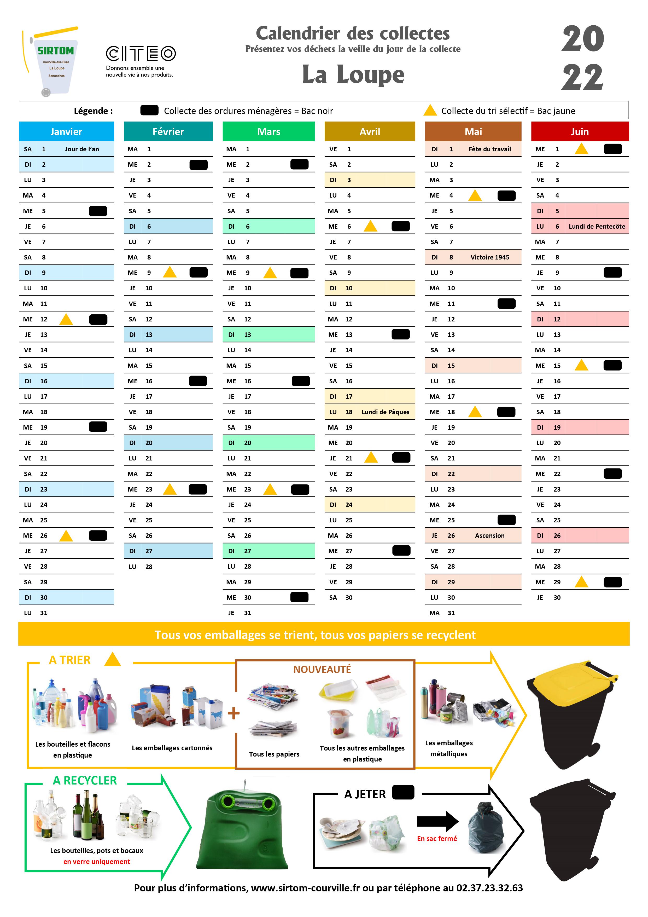 Calendrier Encombrants Eure Et Loir 2023 Ville De La Loupe - Sirtom - Les Ordures Ménagères - Mairie De La Loupe -  Eure-Et-Loir (28)
